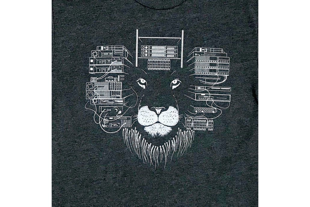 MANEFRAME - Lion Graphic T-shirt in Charcoal Grey 1