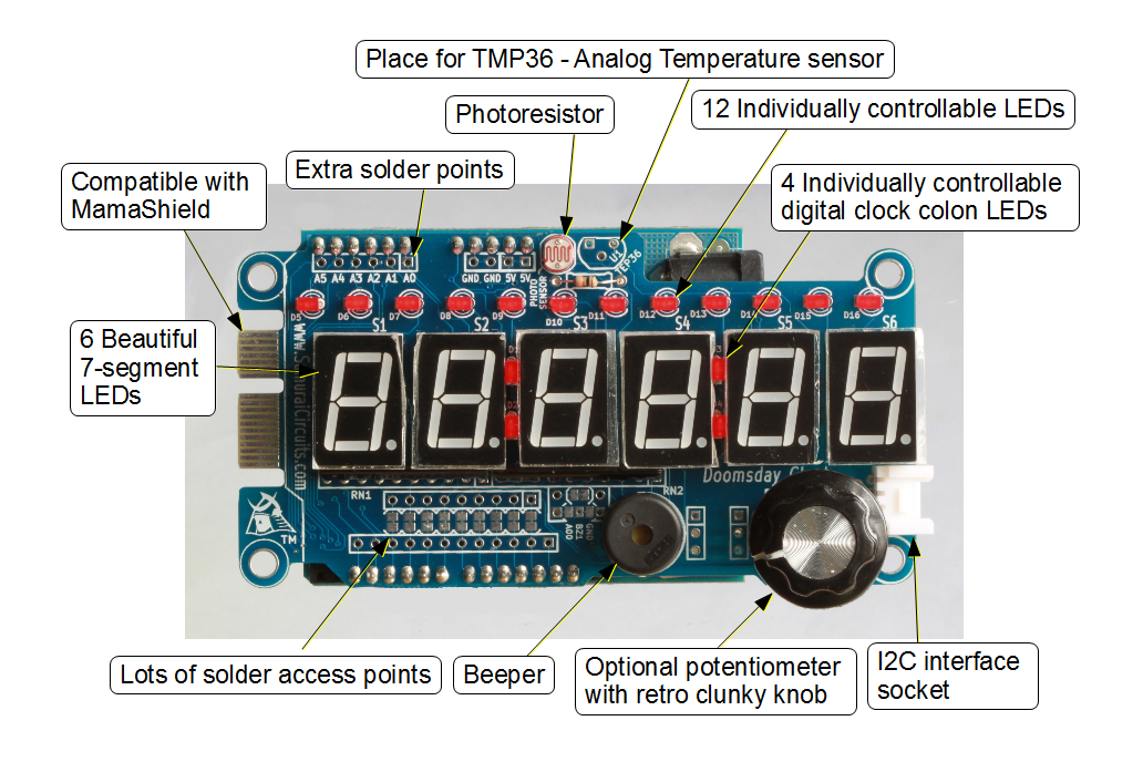 Doomsday Clock Shield Kit for Arduino 1