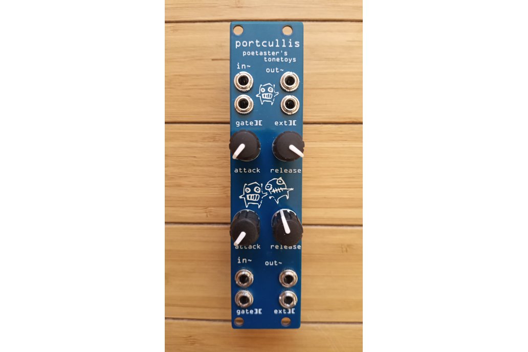 Portcullis, 6HP, dual analog vactrol VCA with A/R 1