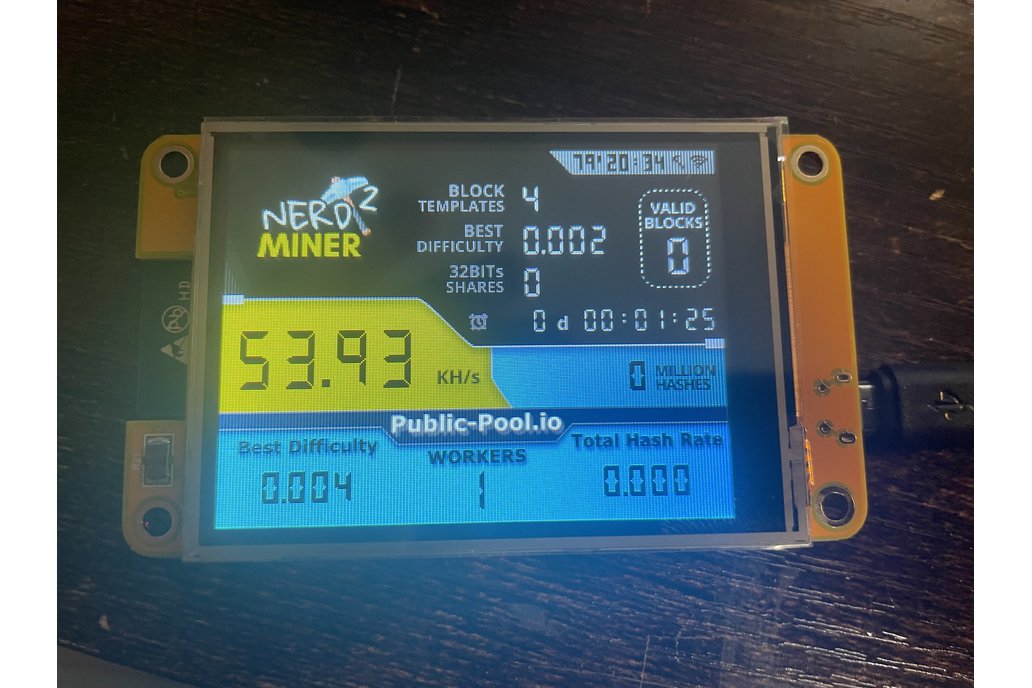 Nerdminer esp32 miner bitcoin lottery new hashrate 1