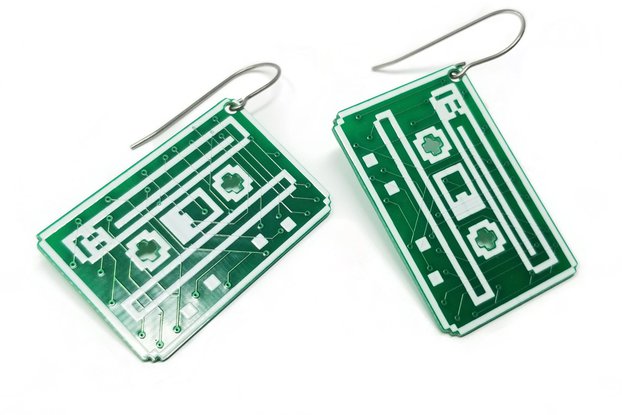 Happy Cassette Tape Circuit Board Earrings