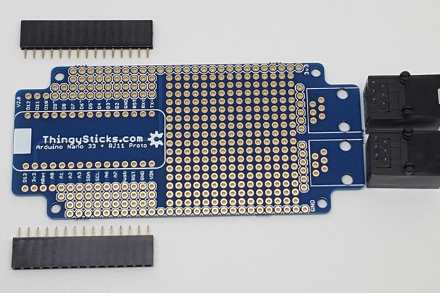 Prototype PCB for Arduino Nano 33 With RJ11s