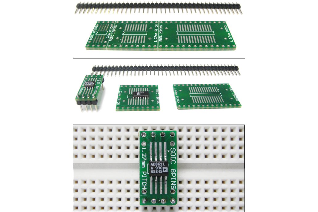 SchmartBoard|ez 1.27mm Pitch SOIC to DIP adapter 1