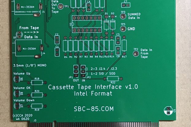 SBC-85 Cassette Tape Interface  - BARE BOARD GOLD
