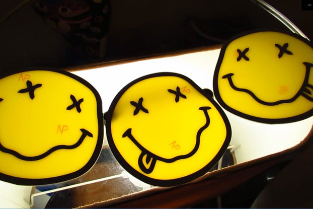 3xPCB art work design Emoji smile 10cm 4" diameter