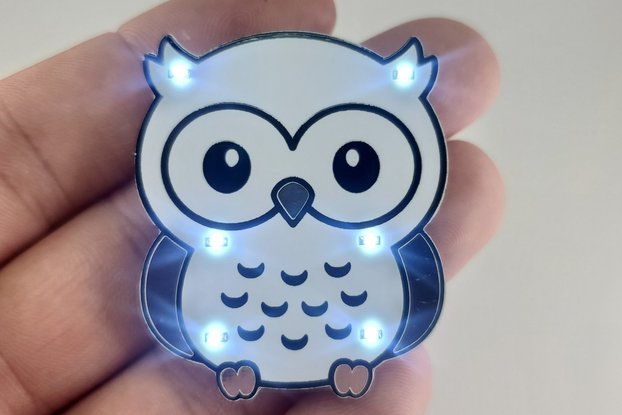 Light up Owl Pin made from PCB