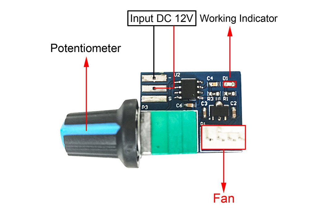 2PCS DC 12V Stepless PWM Fan Speed Governor from ICStation on Tindie