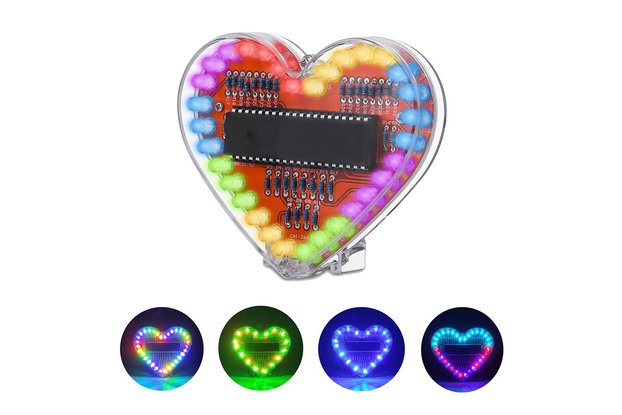 Heart Shaped RGB LED Flashing Light DIY Kit