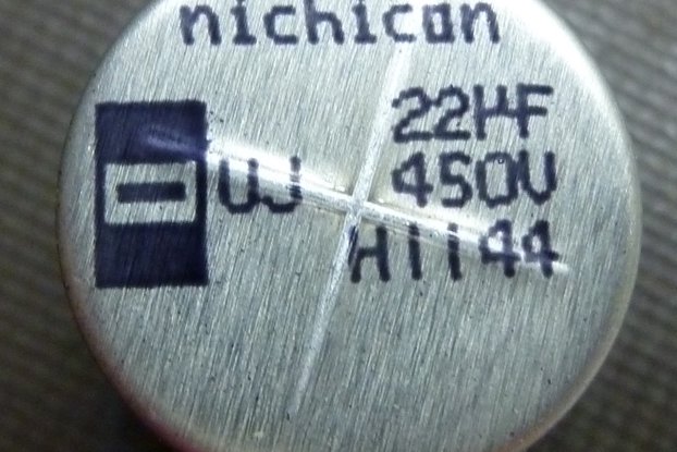 Nichicon 22uF 450V SMD cap P/N UUJ2W220MNQ1MS