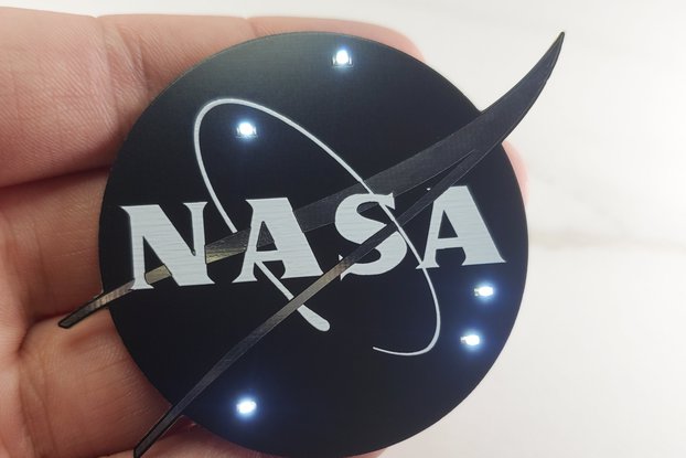 Light up Nasa Logo Pin made from PCB