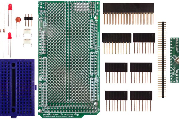 SchmartBoard|ez 0.5mm Pitch, 32 Pin QFP/QFN Arduino Mega Shield Kit