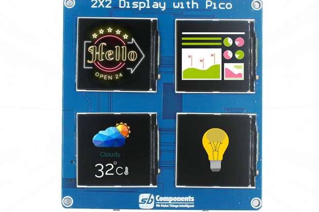 2x2 Display Board Powered with RaspberryPicoSqaure