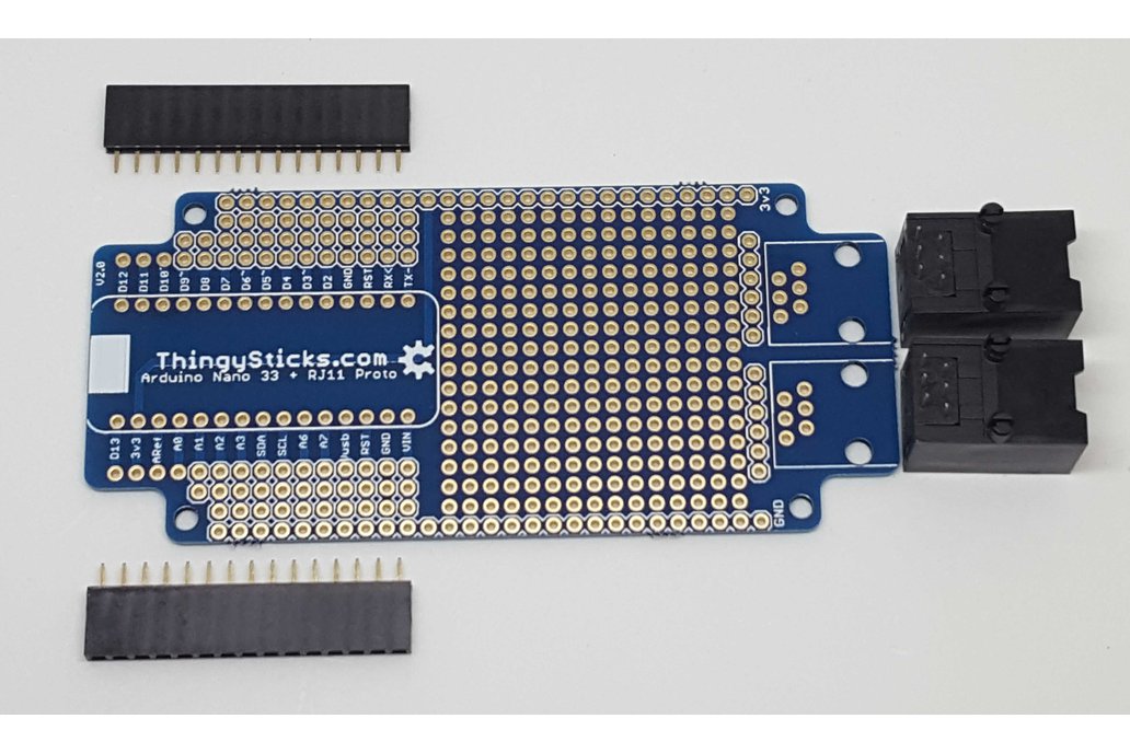 Prototype PCB for Arduino Nano 33 With RJ11s 1