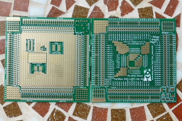 2x LQFP48, LQFP64, 80, LQFP100 micro adaptor PCB