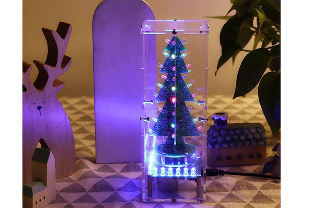 Auto Rotate LED Music Christmas Tree Kit with Case