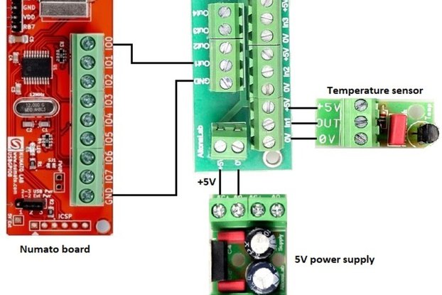 Sensor connected to Numato controller using AltonaLab connector board