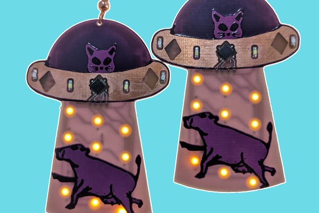Alien Jewelry | Cow Spaceship | Cat UFO earrings