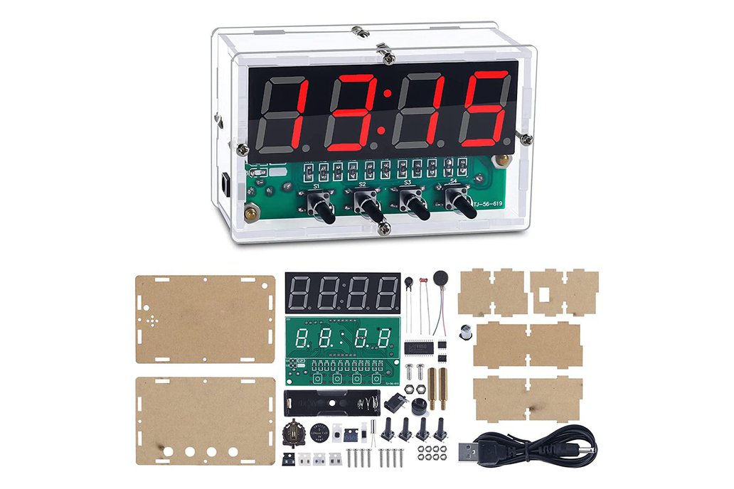 DIY Kit 4Bit Red LED Digital Electronic Clock 1