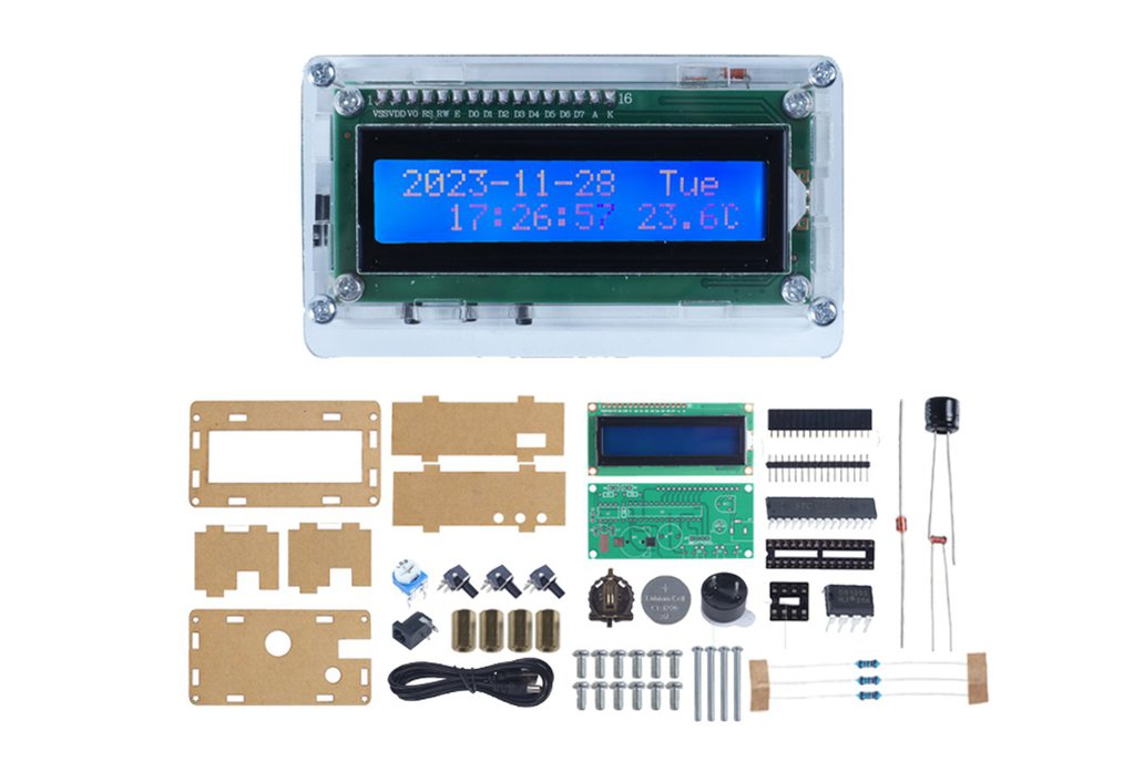 LCD1602 Electronic Clock Kit 12H/24H Display 1