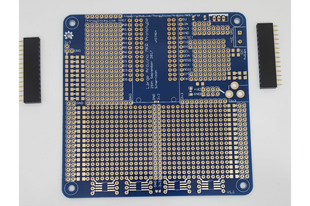 Large Prototype PCB for the Arduino MKR Series 1