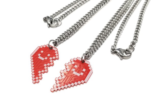 Broken Heart Circuit Board Necklaces - Set of 2