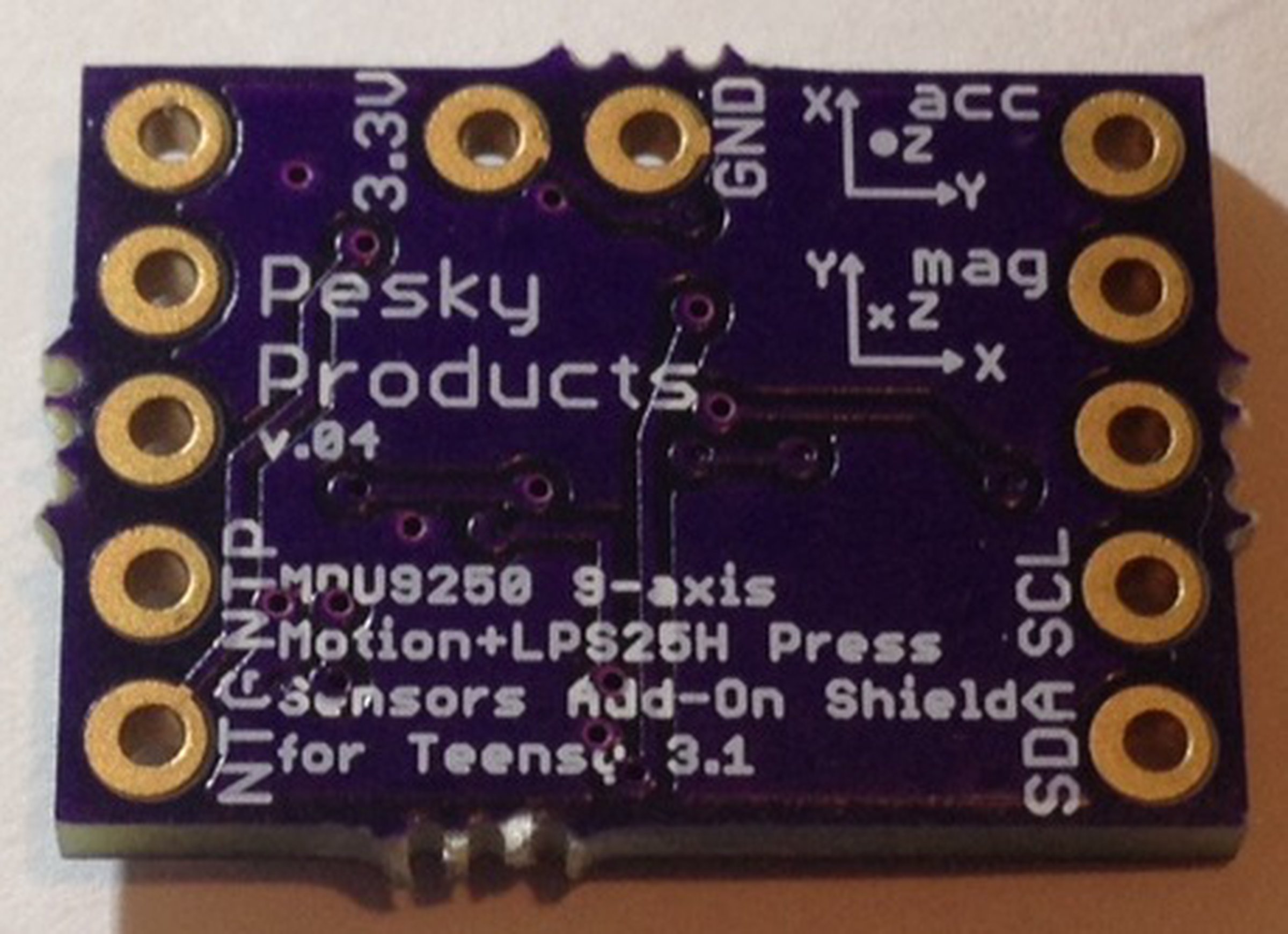 MPU9250 plus LPS25H add-on for Teensy 3.1 from Pesky Products on Tindie