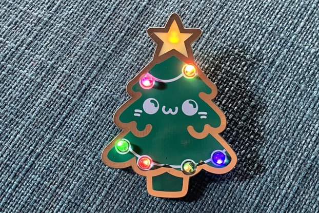 Kawaii Festive Tree - Wearable Pin Soldering Kit