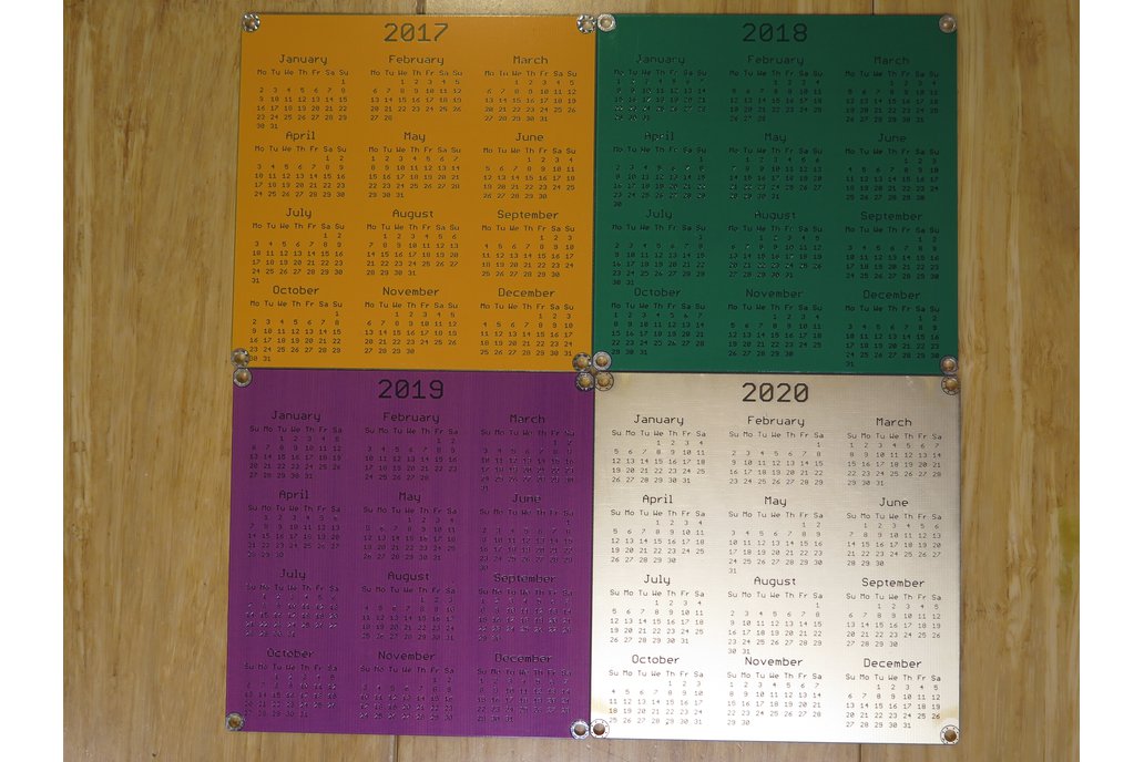 PCB Calendar 2015, 2016, 2017, 2018, 2019, 2020 from FemtoCow on Tindie