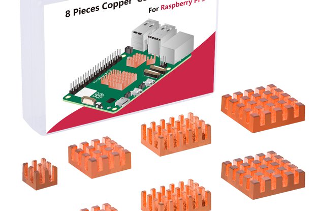 52Pi 8PCS Copper Heatsinks for Raspberry Pi 5