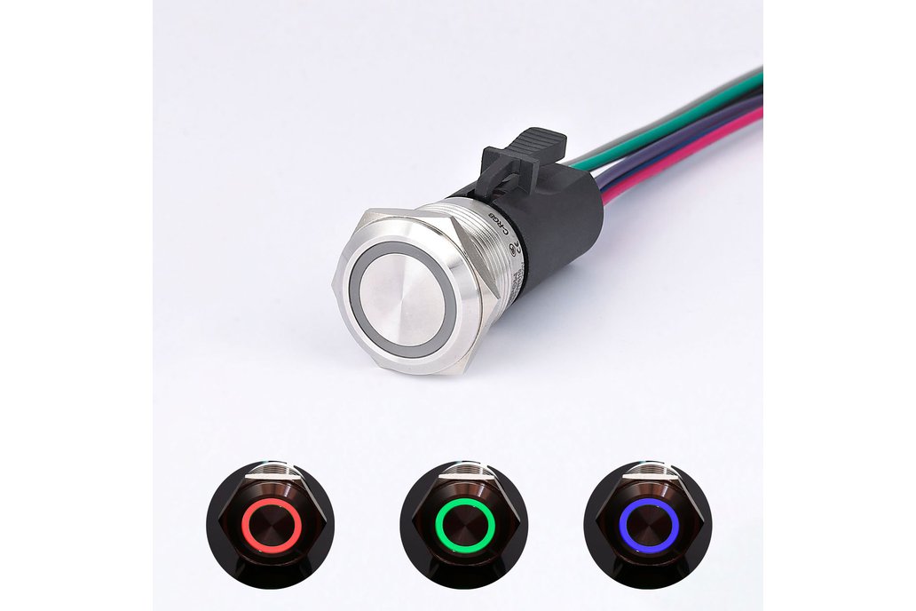 Water Proof RGB LED Metal Push Button With Pigtail 1