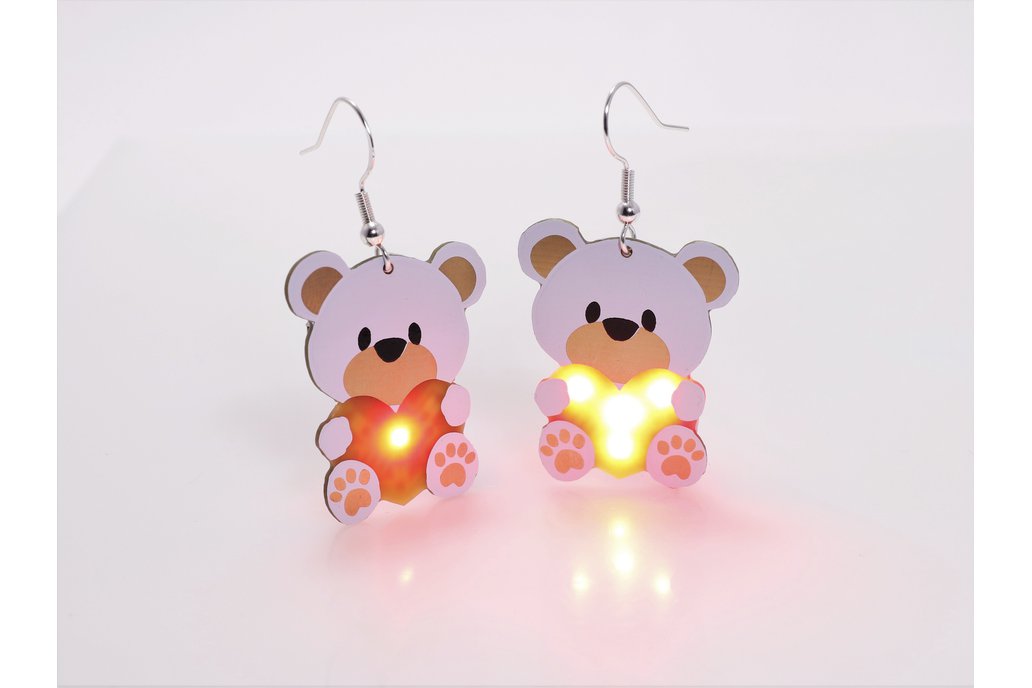 Valentines day Teddy Bear Heart tech wear earrings 1