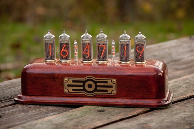 Vintage style Nixie Clock  IN-14 tubes red color