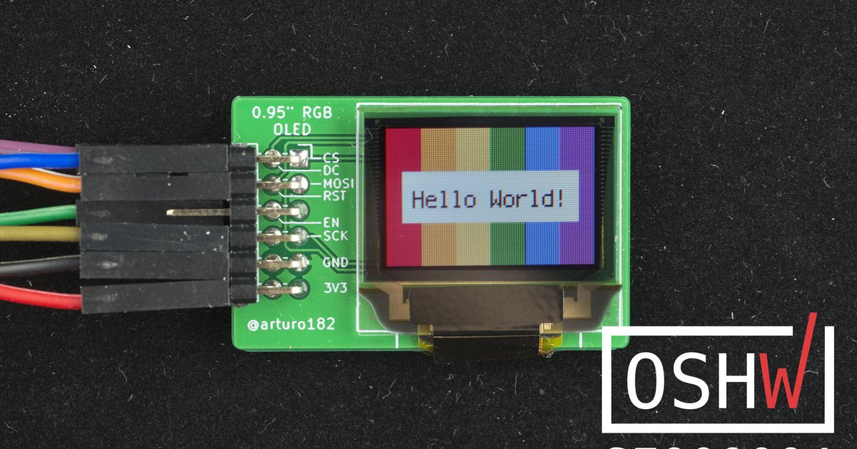 0.95'' Arduino OLED Displays, 96x64, Color RGB, 4-Wire SPI Interface