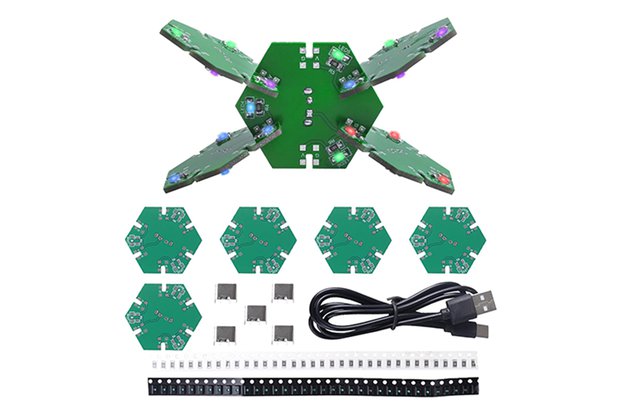 5PCS Splicable Hexagon PCB SMD Soldering Kit