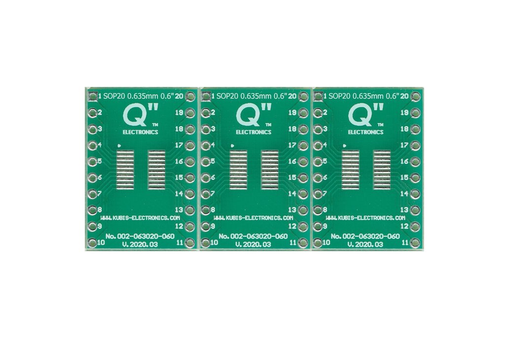 QSOP20,SSOP20 0.635mm(0.025") to DIP 0.6" - 3 PCS. 1