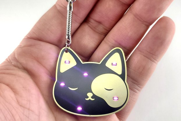 Light up Cat Keychain made from a PCB