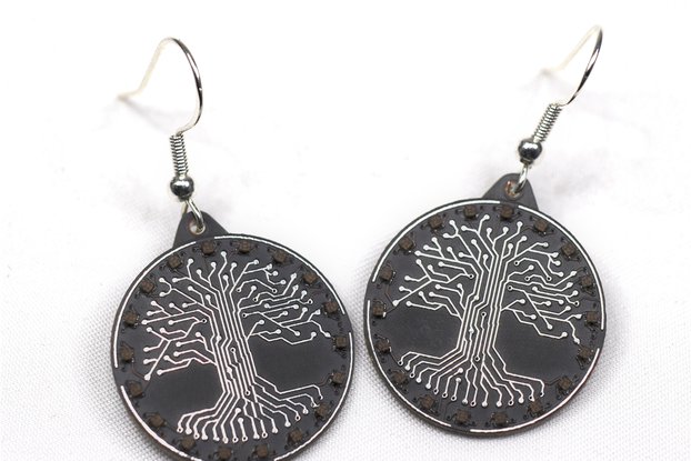 Tree-of-life PCB earrings