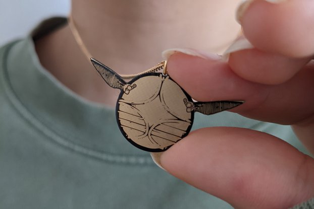 Flying Golden Ball PCB Necklace Sport Ball Wing 🧙