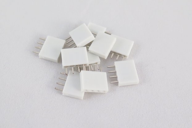 Pack of 10 white female pin headers, 4 pins