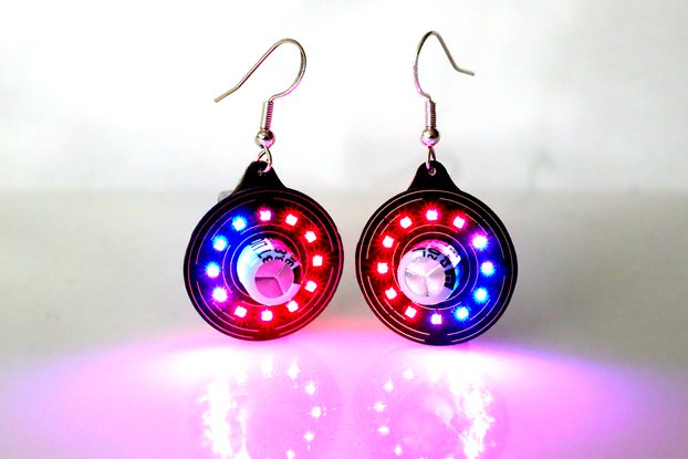 Red/Blue Rechargeable Super Capacitor Earrings