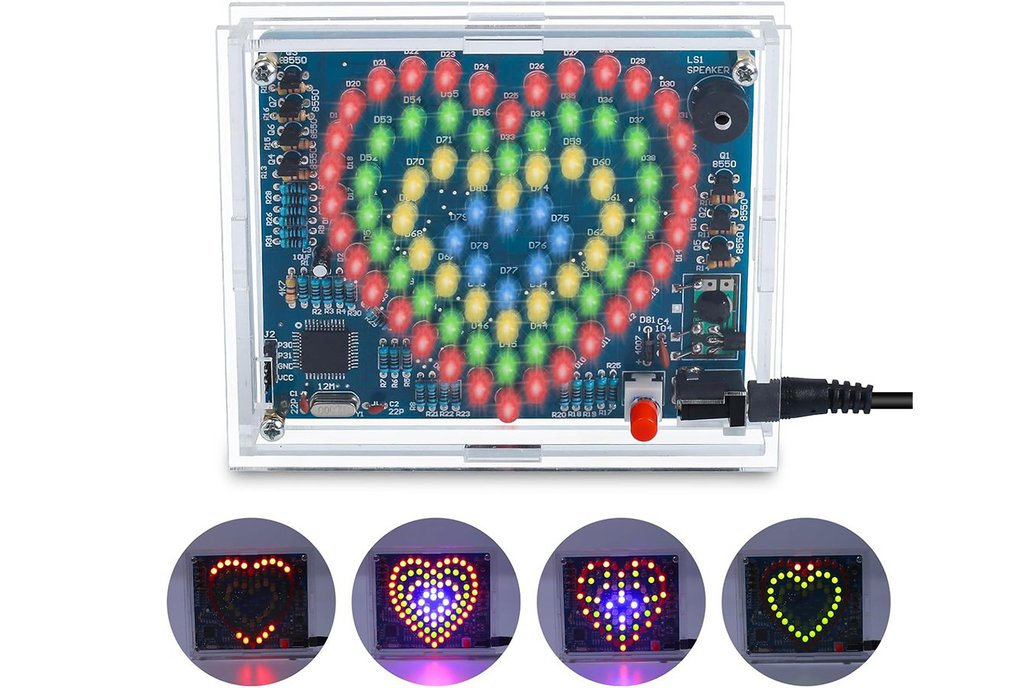 Colorful Heart Shaped LED Flashing Light DIY Kit 1