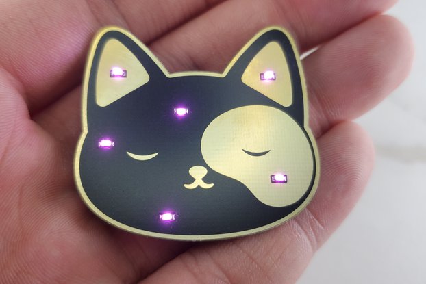Light up Cat Pin made from PCB