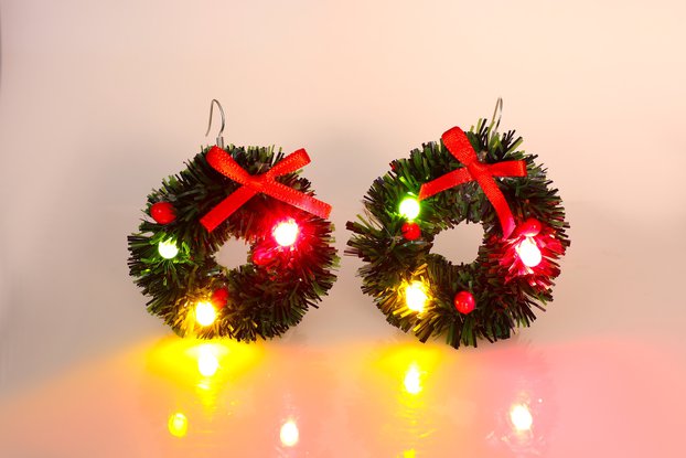 pair of LIGHT-UP Wreath Earrings (2" version)