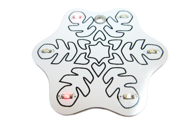 Electronic LED Snowflake Ornament Kit Red Lights