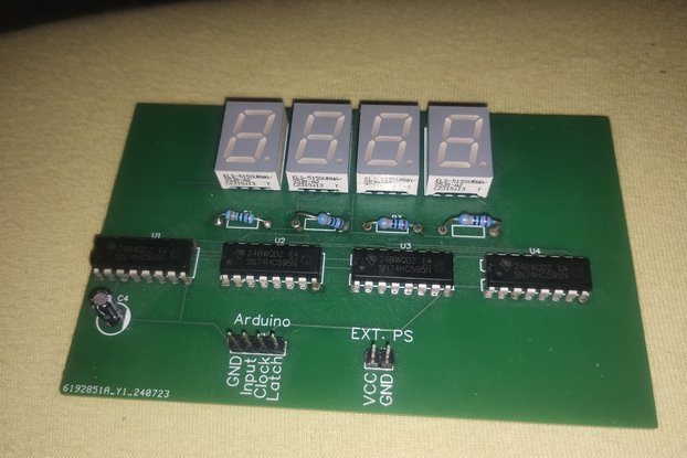 74HC595 4 digits 7 segment board v1