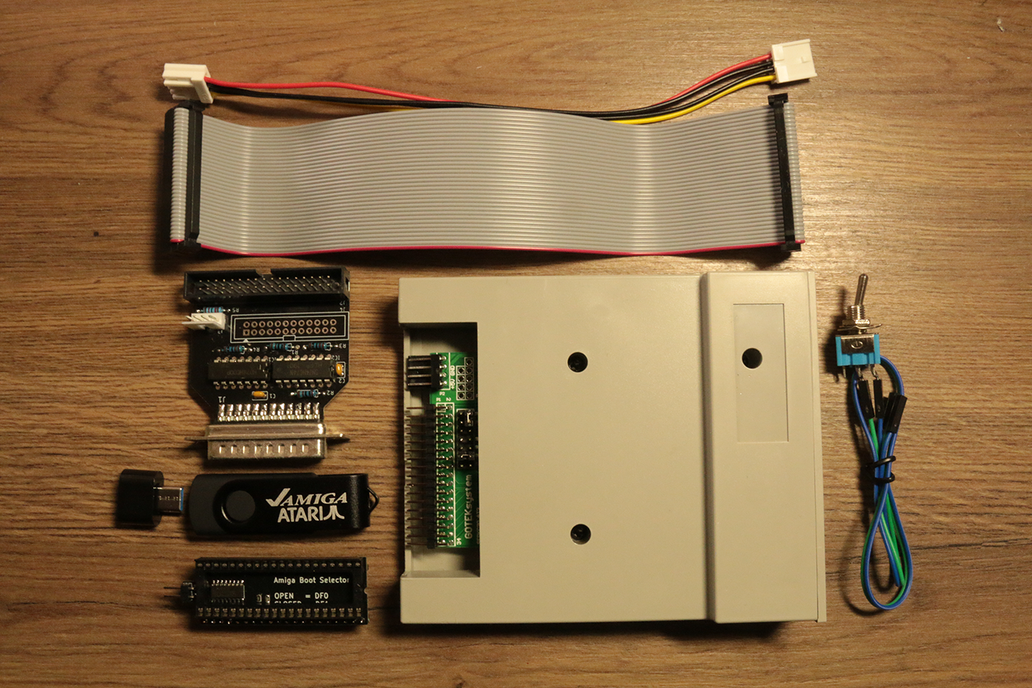 Gotek + External Floppy Adapter + DF0 Switch + USB 1