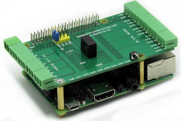 8-MOSFETS Stackable Card for Raspberry Pi