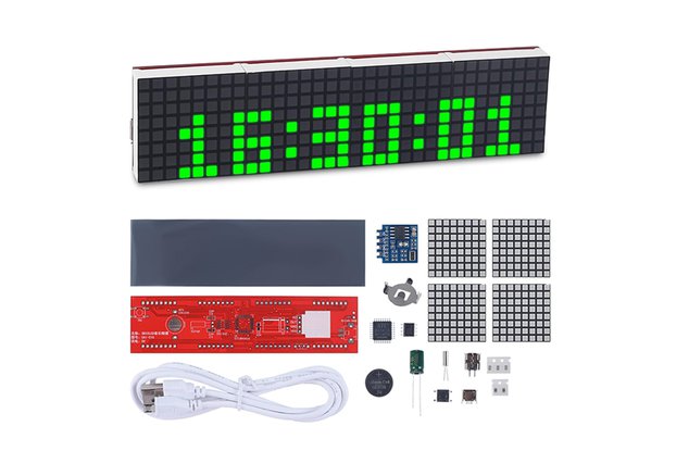 Green LED Dot Matrix Music Spectrum Clock DIY Kits