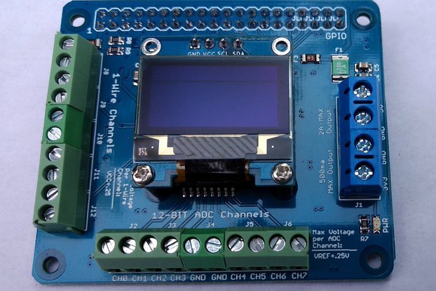 1-Wire plus 12-Bit ADC HAT for Raspberry Pi
