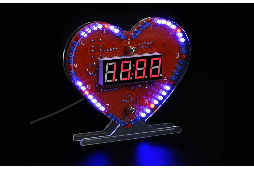 Heart Shaped 4-Digit LED Electronic Clock Kit 1